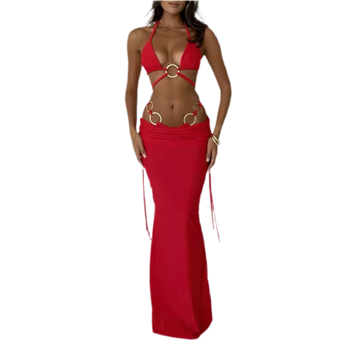 Red Lucinda Summer Bikini and Cover up Set
