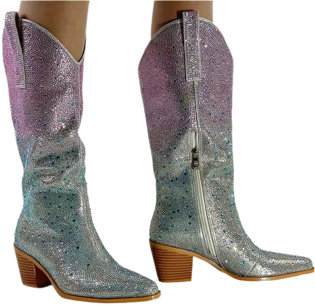 Aurora Gradient Handmade Diamante Rhinestone Cowboy Boots PREORDER