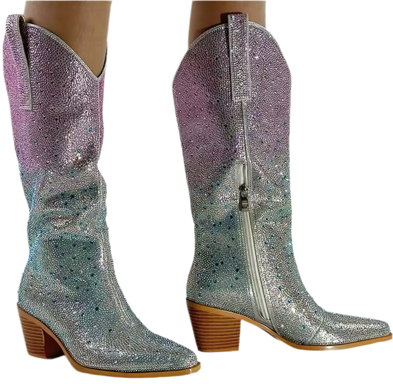 Aurora Gradient Handmade Diamante Rhinestone Cowboy Boots PREORDER