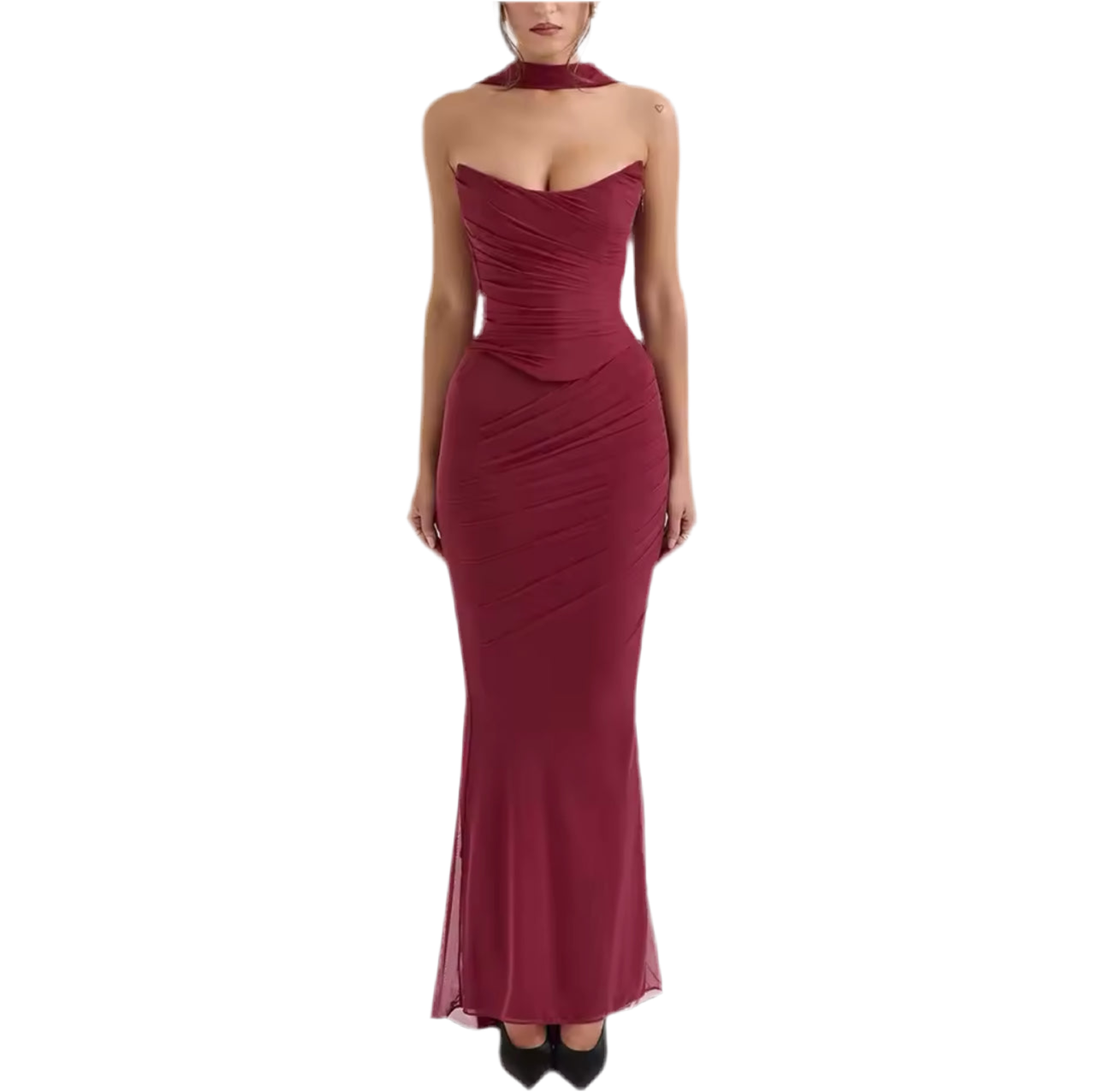 Rebecca Strapless Three Piece Set with Scarf