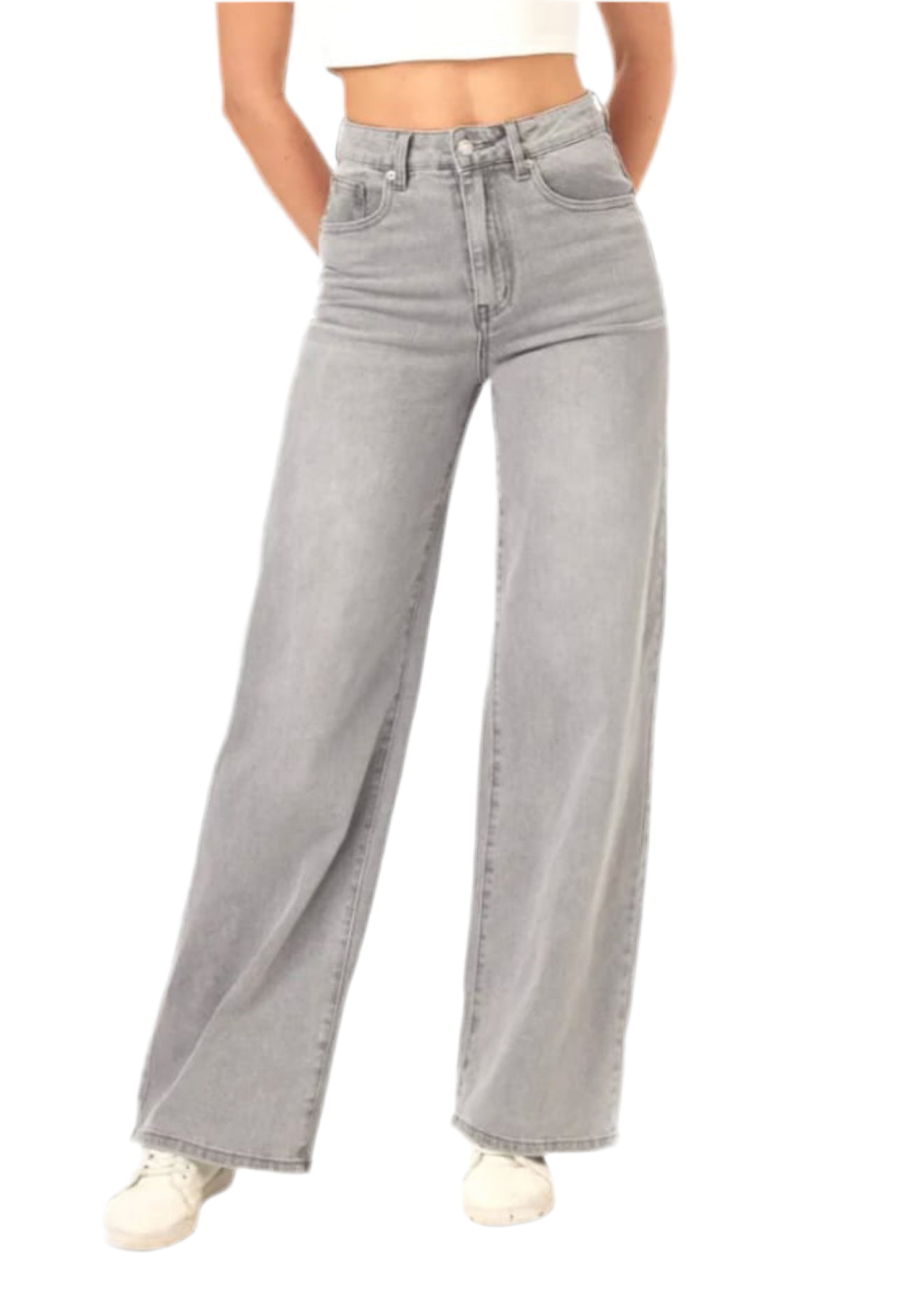 Hailey Faded Wide Leg Denim Trousers