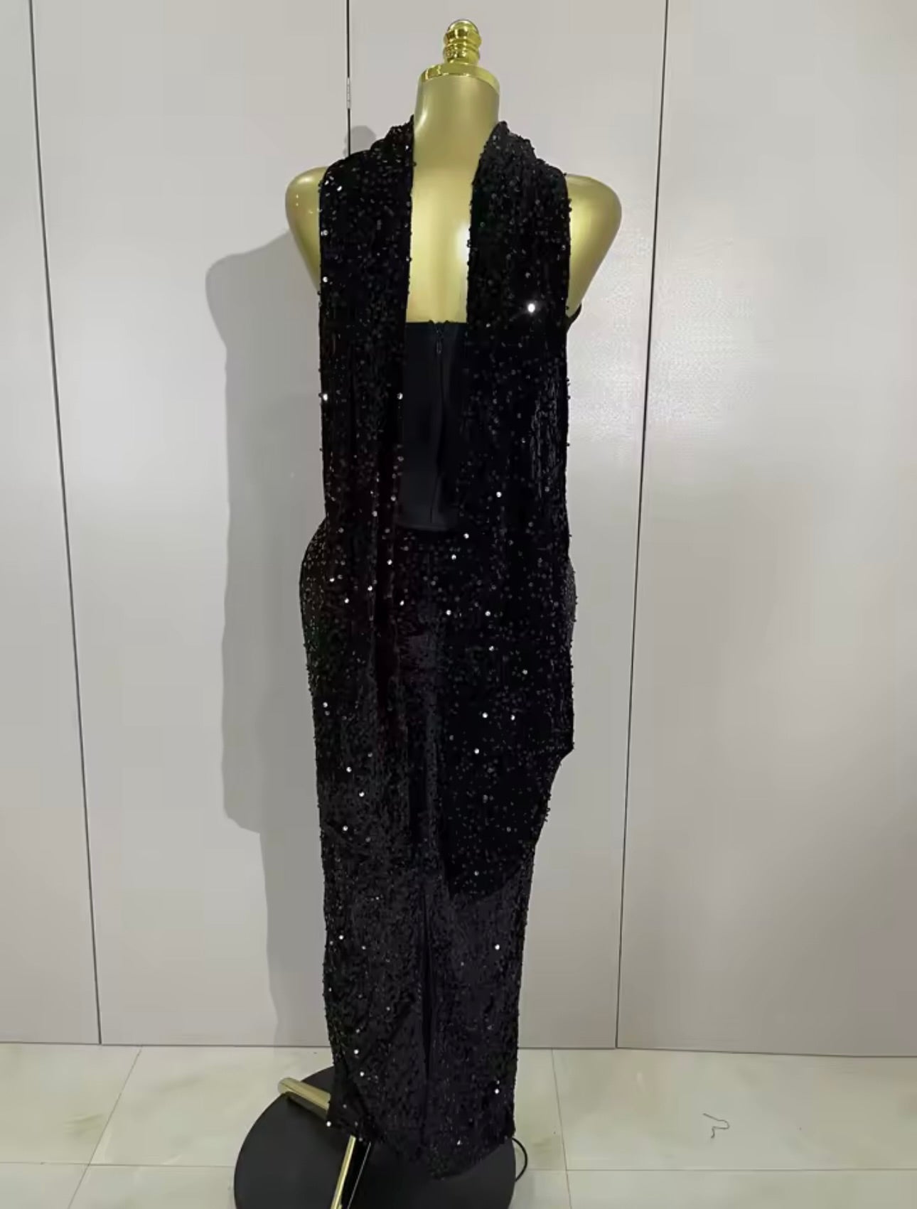 Lucinda Black Top ,Skirt and Drape Set PREORDER