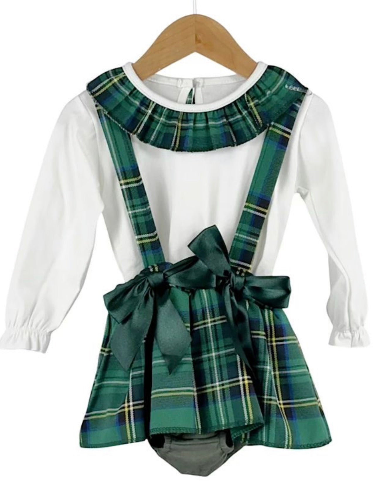 Green Tartan 2PC Pinafore Dress Set 6-36M