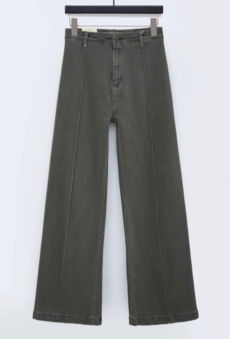 Nala Visible Seam Wide Leg Jeans - Khaki