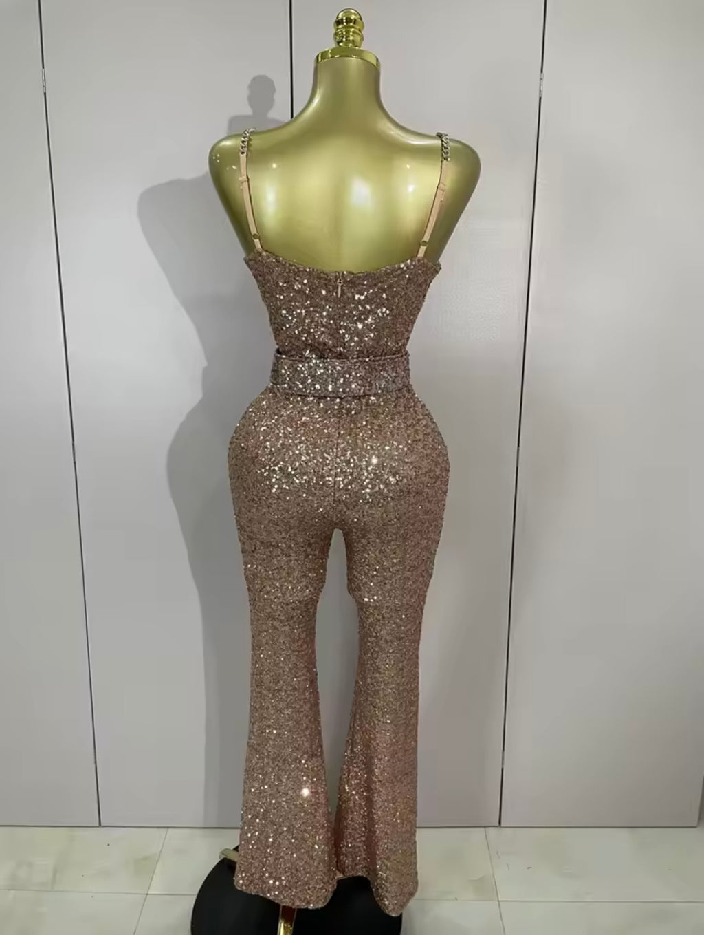 Jolene Champagne Embellished Jumpsuit PREORDER