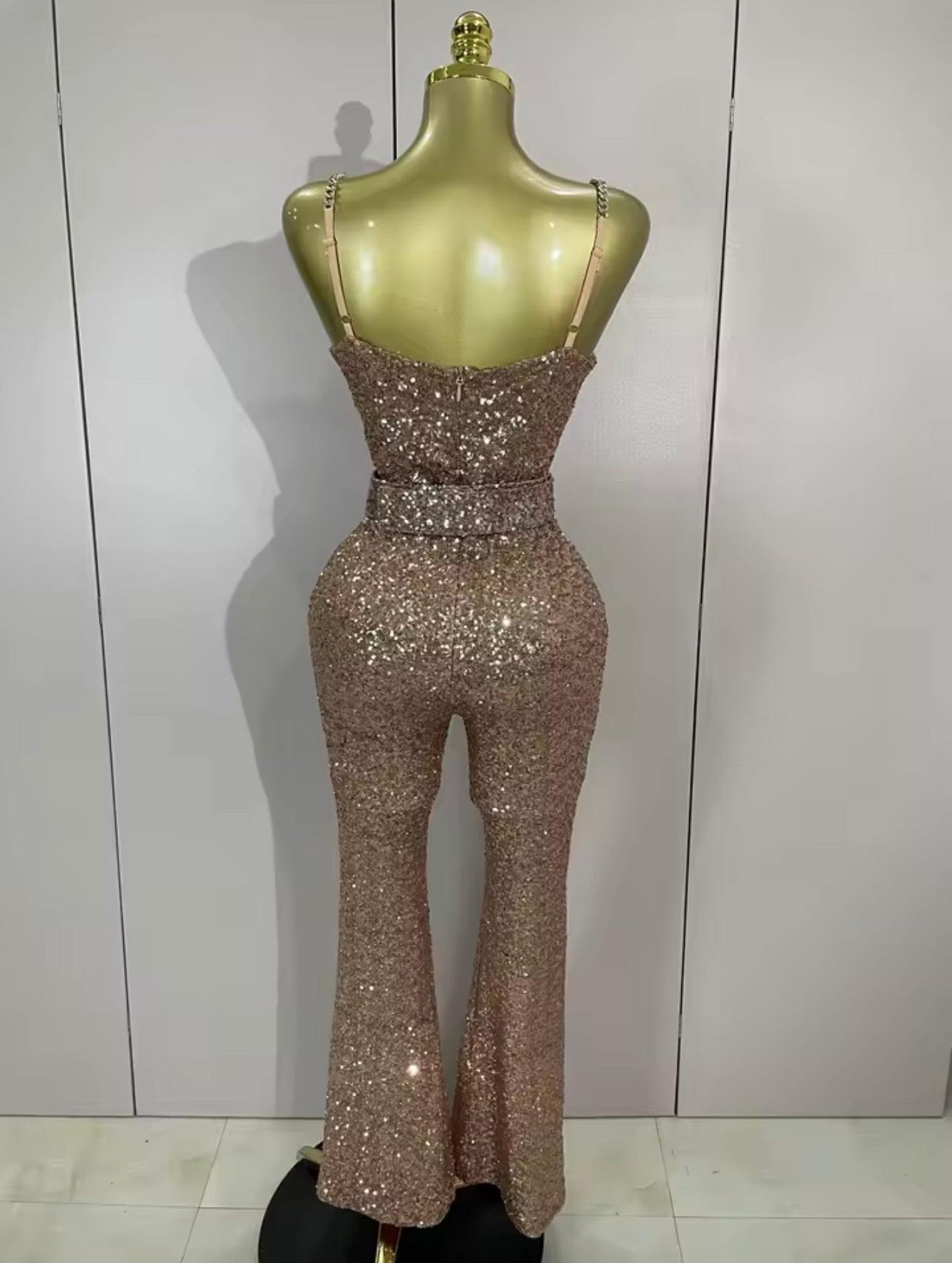 Jolene Champagne Embellished Jumpsuit PREORDER