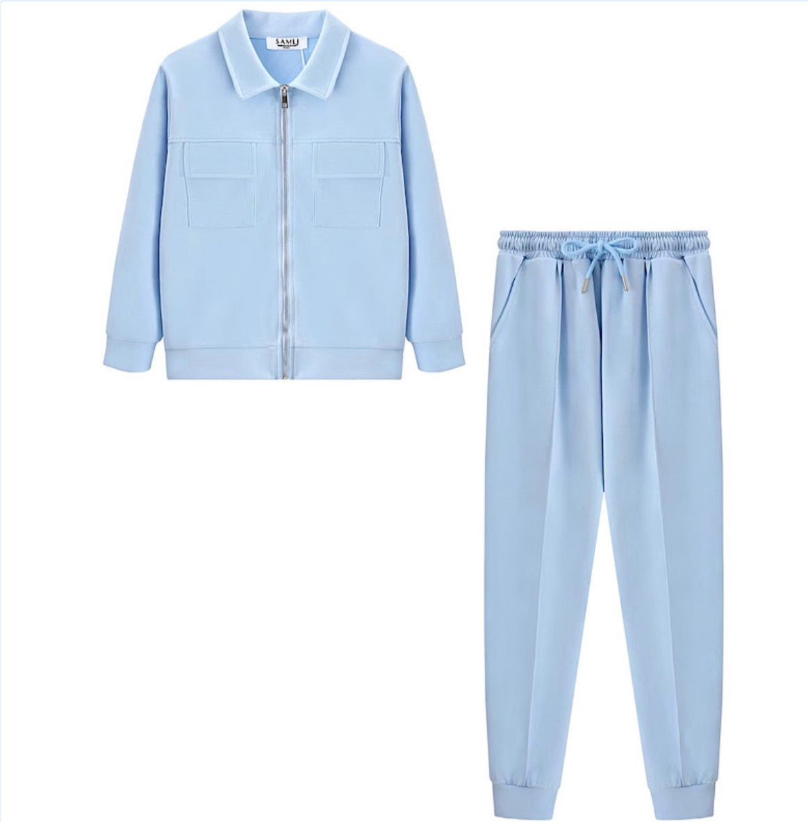 Boys Baby Blue 2pc Zipped Jacket Set 2-8 Years