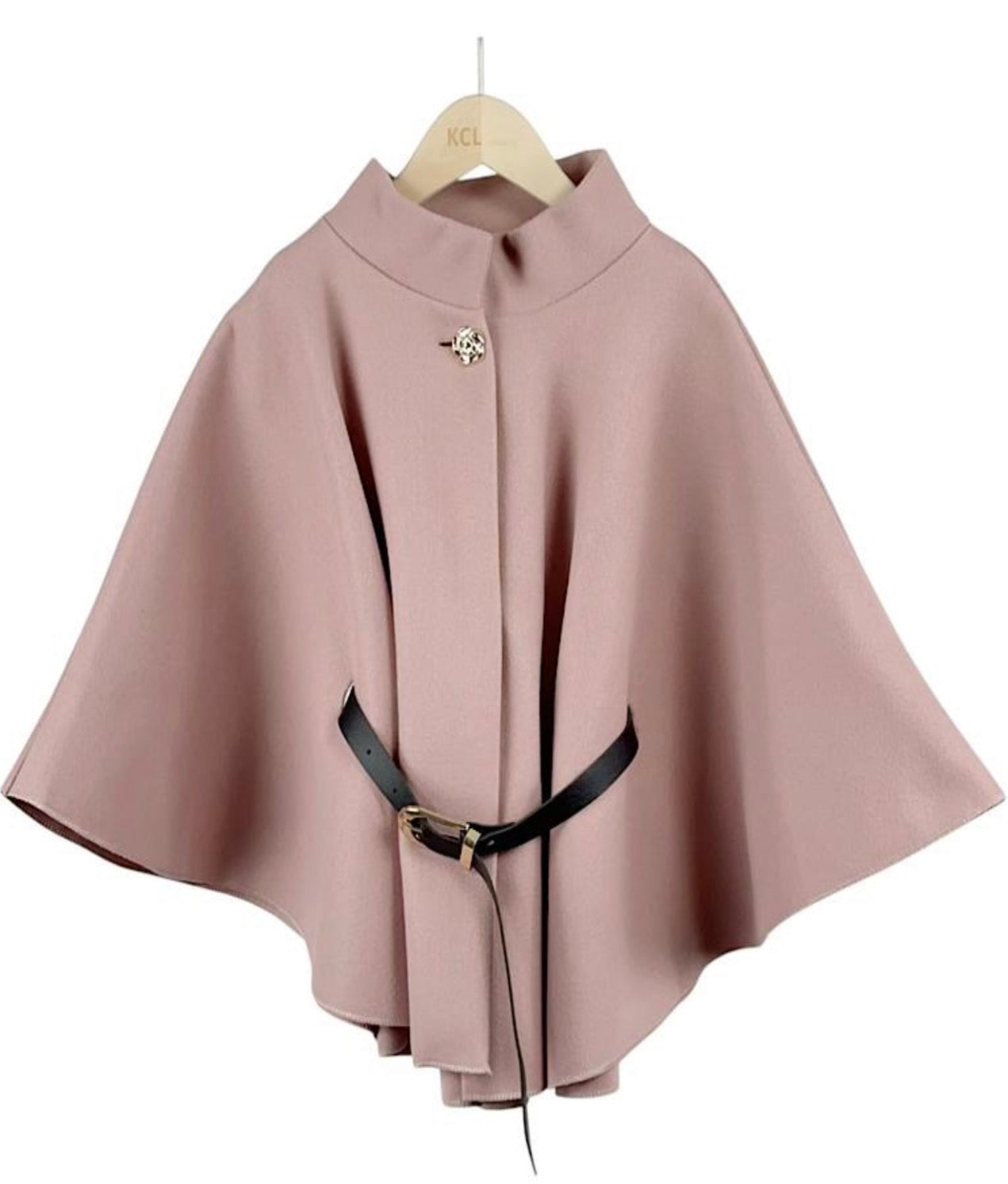 Girls Cherise Button Detail Belted Cape Poncho