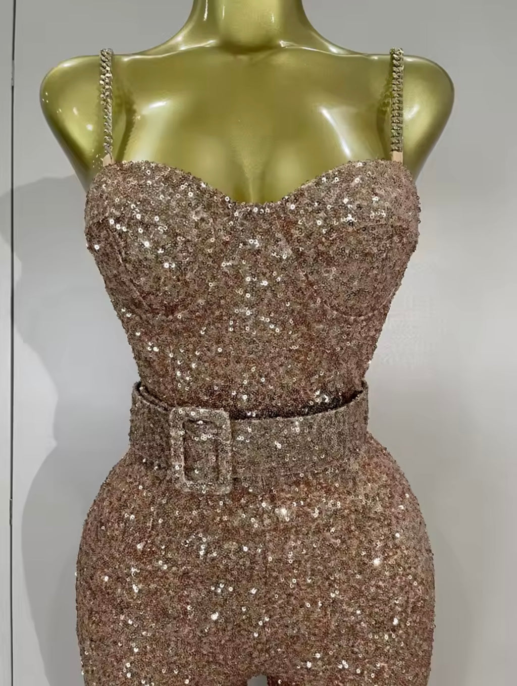 Jolene Champagne Embellished Jumpsuit PREORDER