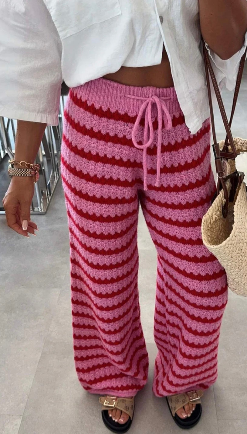 Sierra Striped Knitted Wide Leg Trousers Size 6-14