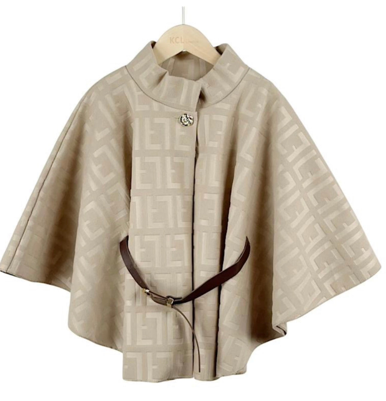 Girls Cherise Button Detail Belted Cape Poncho