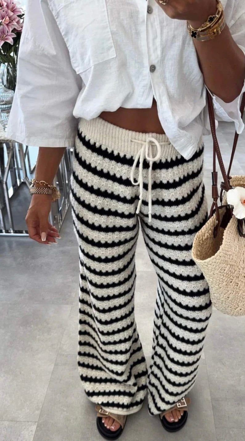 Sierra Striped Knitted Wide Leg Trousers Size 6-14