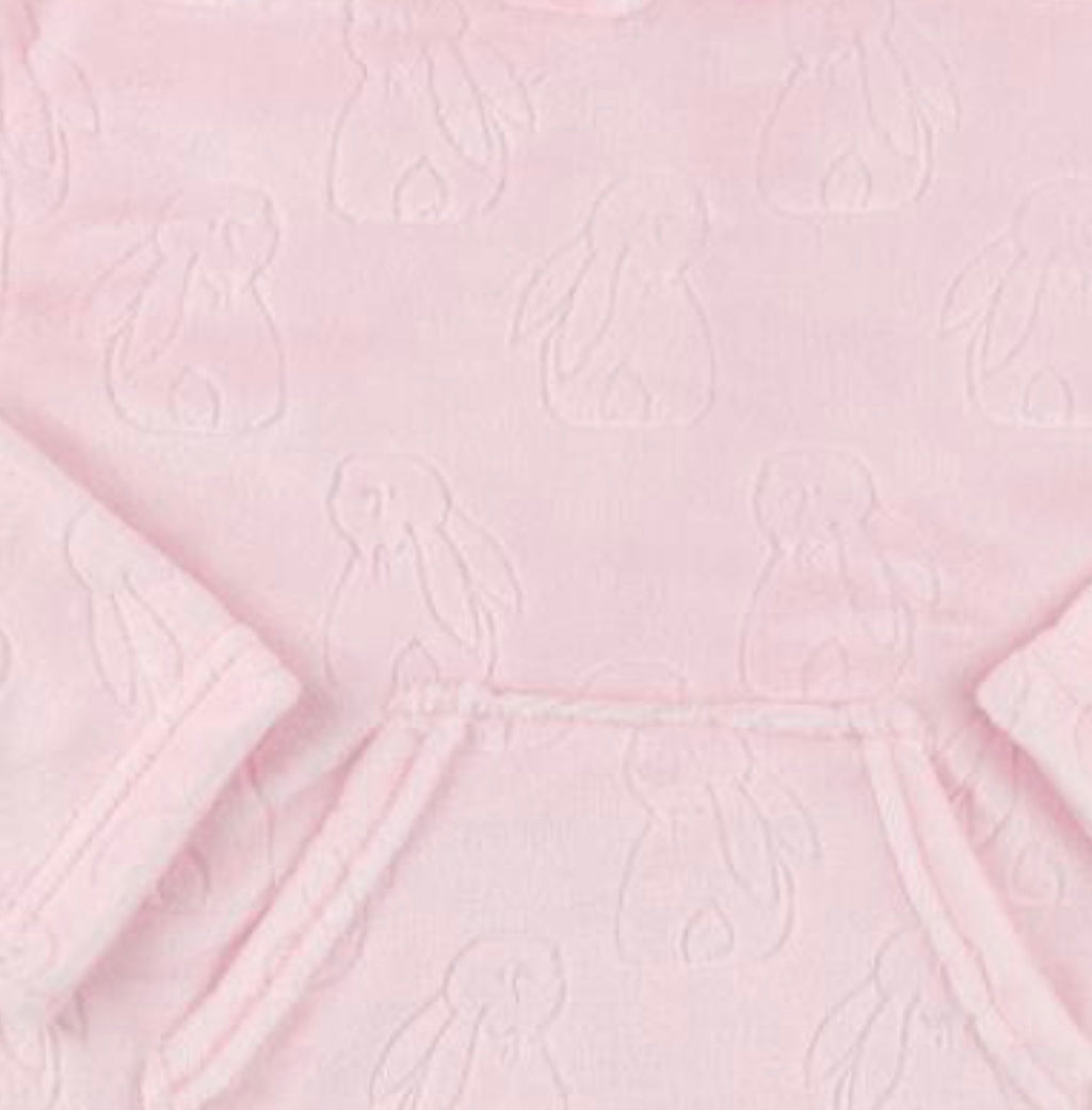 Girls Baby Pink Embossed Bunny Hoodie 6-24 Months One Size