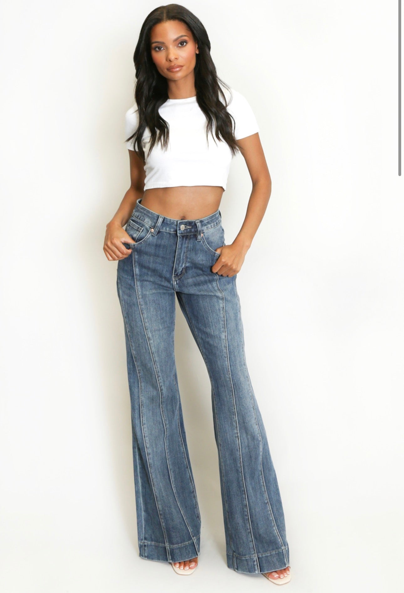 Olivia Front Seam Detail Flare Jeans