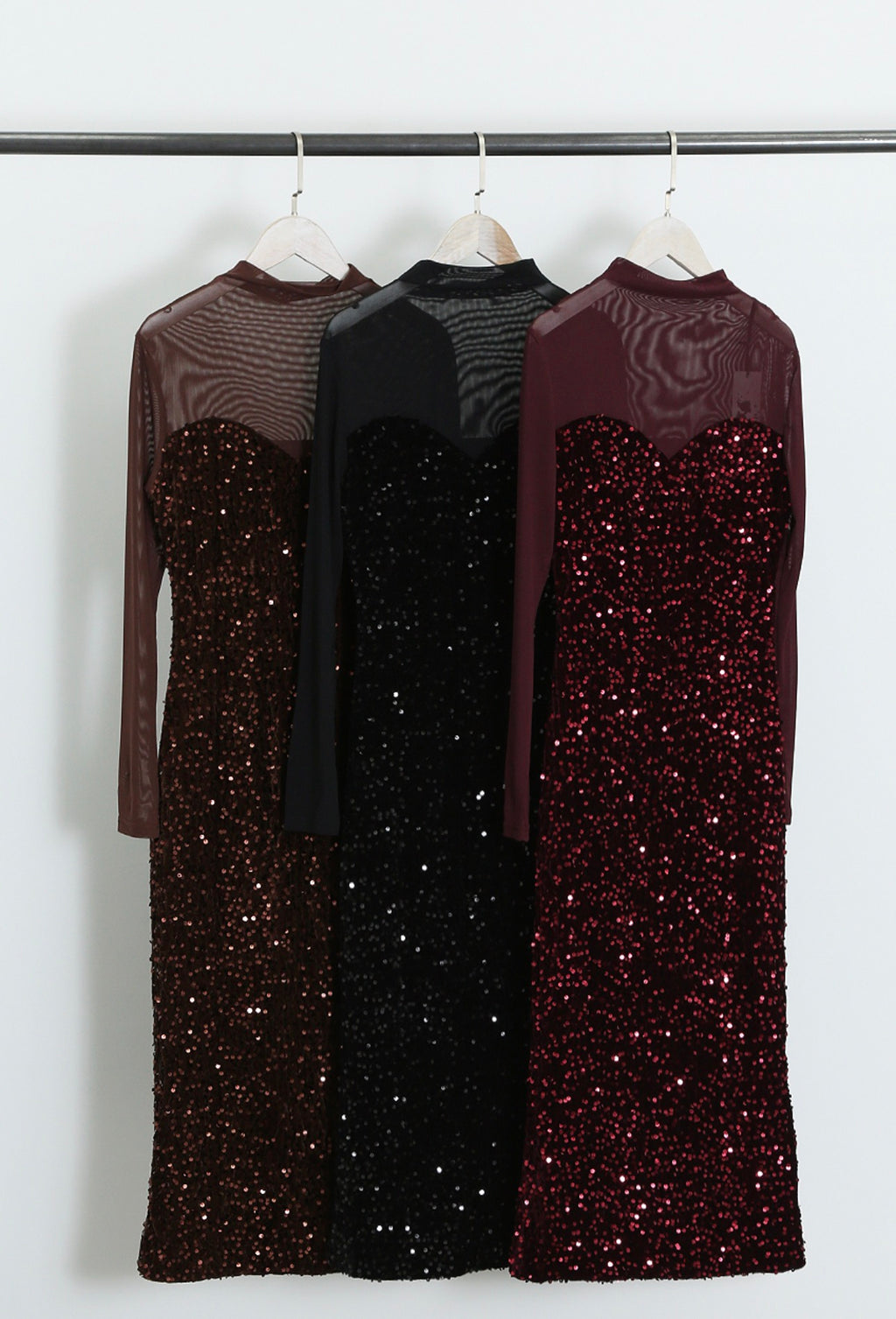 Peyton Mesh Sequin Long Sleeve Maxi Dress