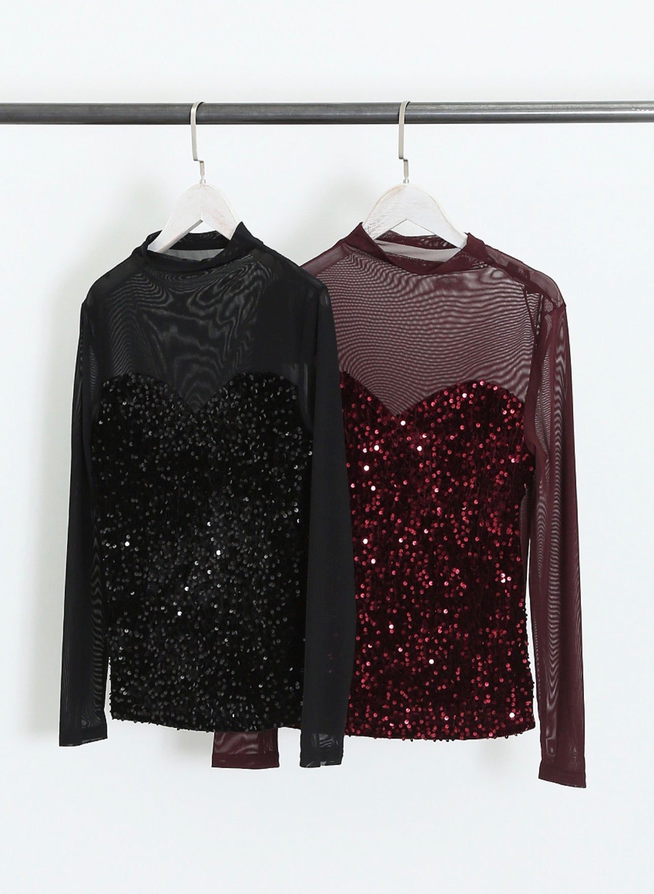 Peyton Mesh Sequin Long Sleeve Top