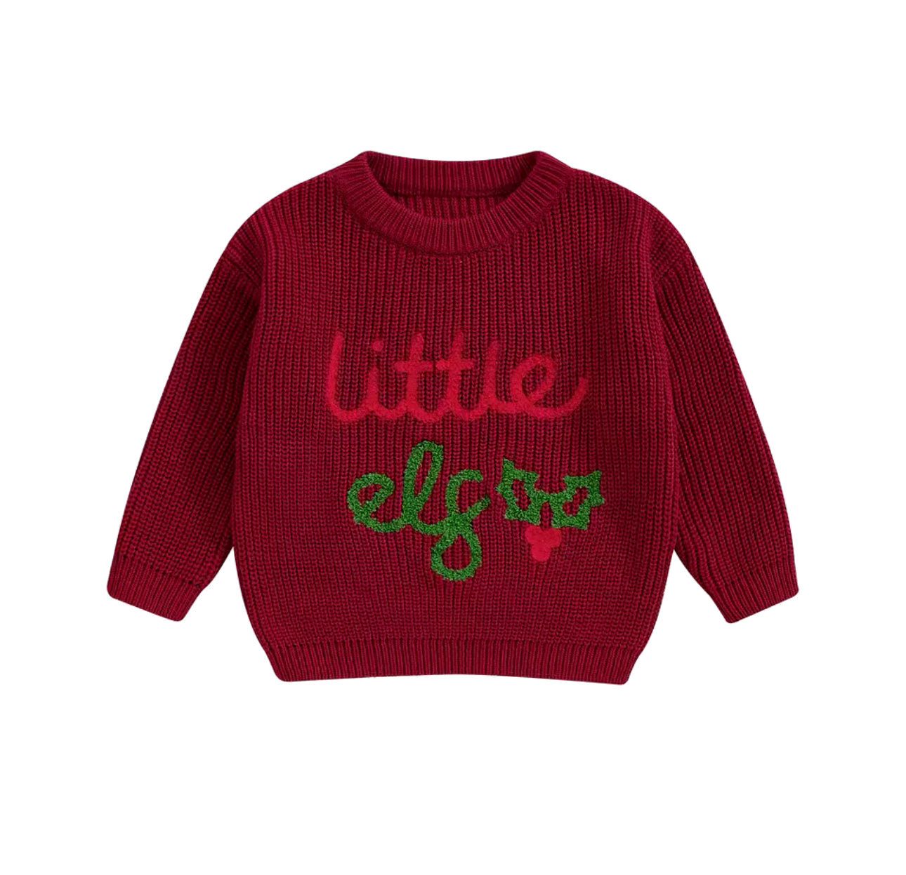 Children’s ‘LITTLE ELF’ Embroidered Christmas Jumper