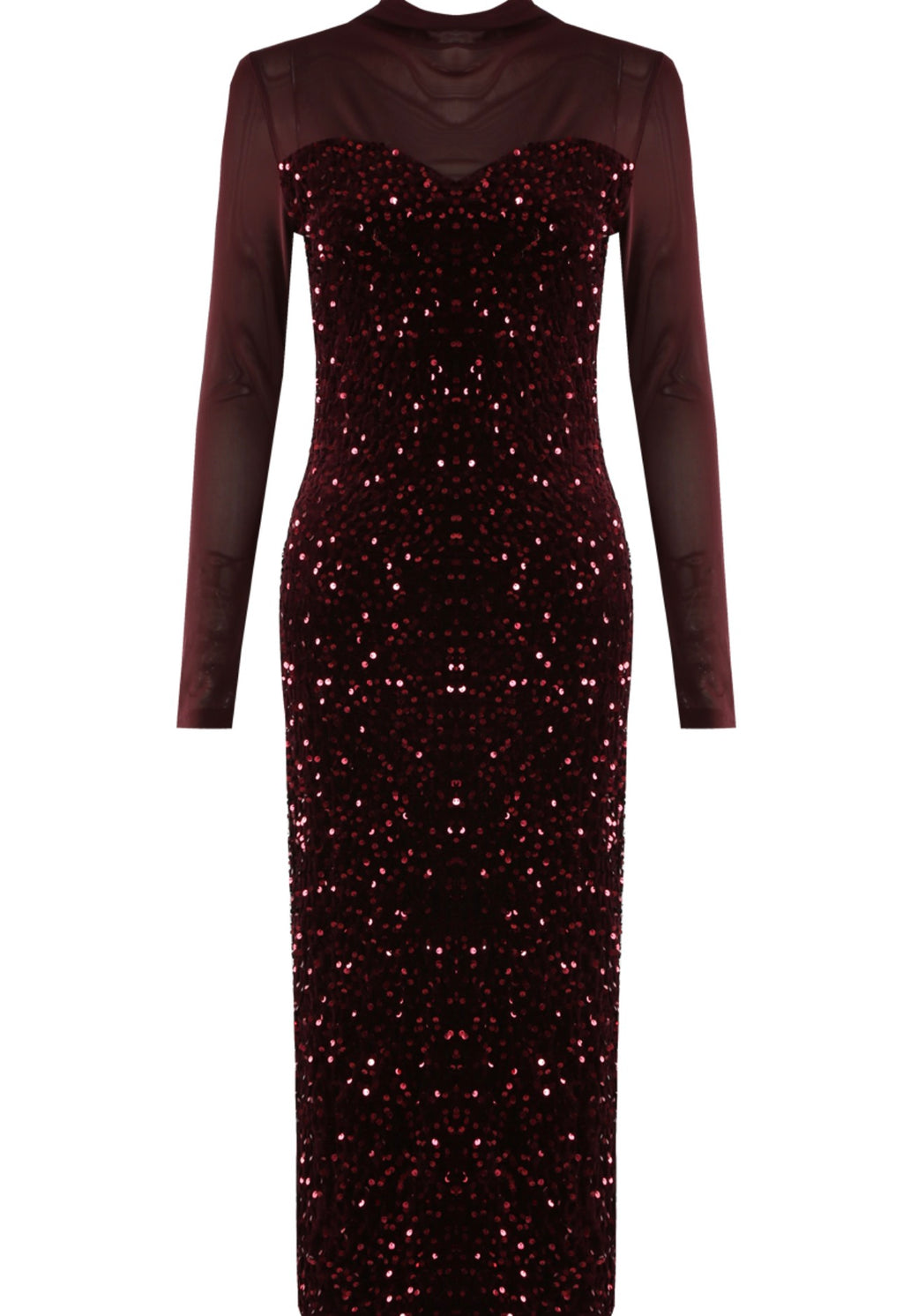 Peyton Mesh Sequin Long Sleeve Maxi Dress