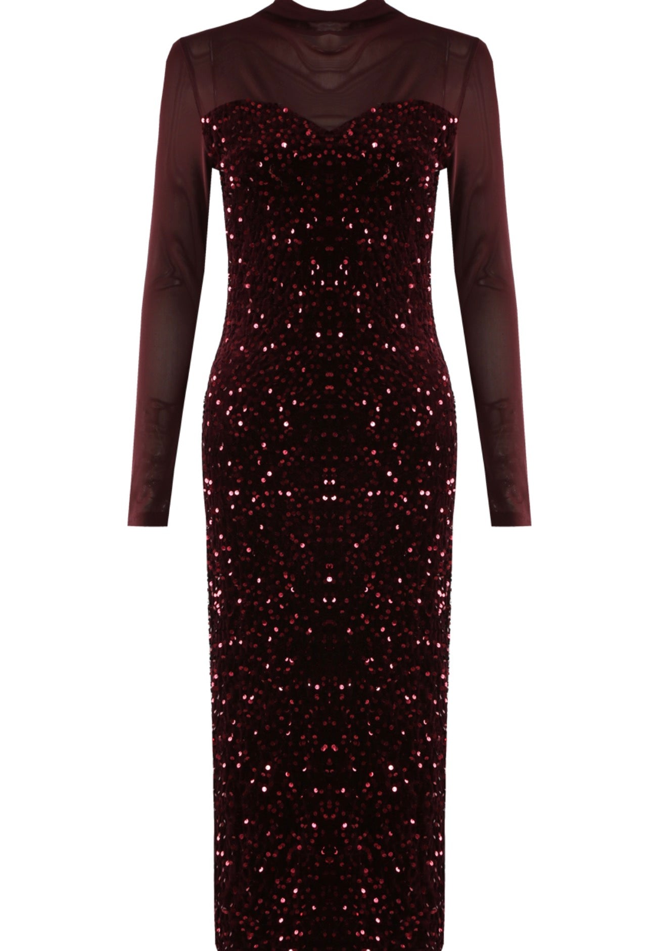 Peyton Mesh Sequin Long Sleeve Maxi Dress