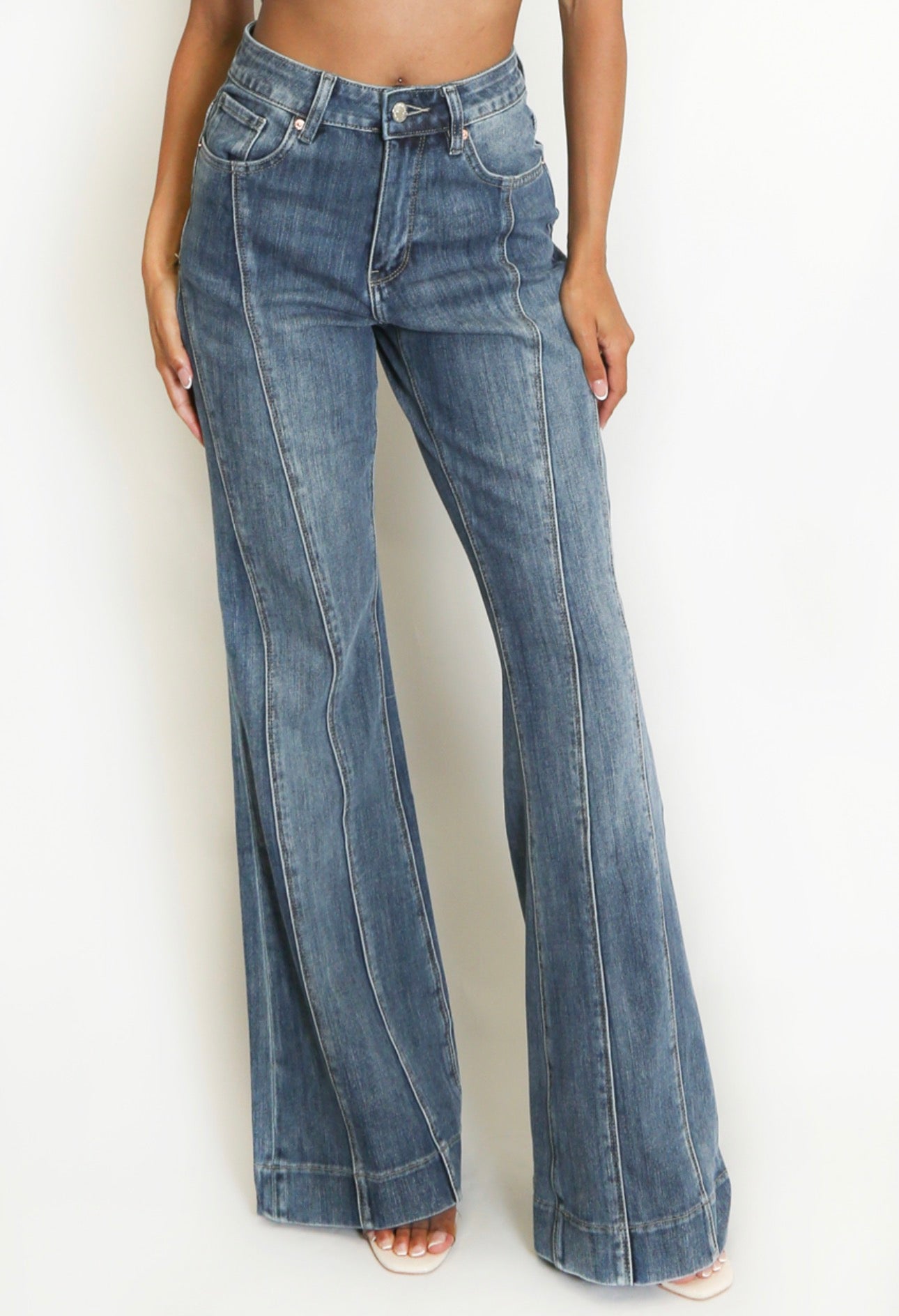 Olivia Front Seam Detail Flare Jeans