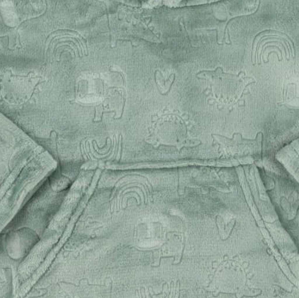 Childrens Sage Green Embossed Elephant and Dinosaur 6-24 Months One Size