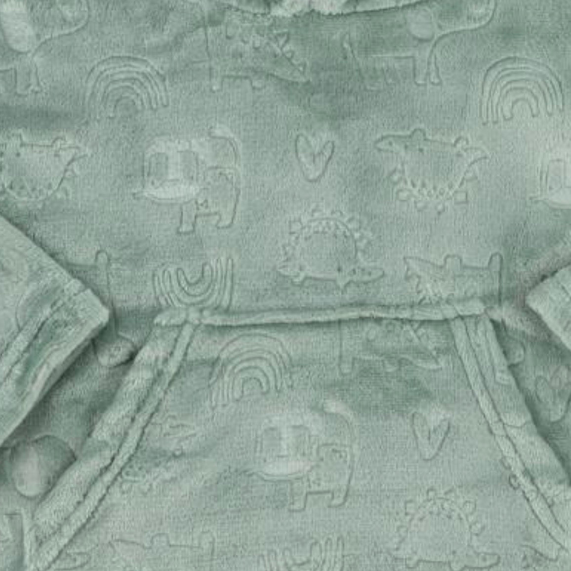 Childrens Sage Green Embossed Elephant and Dinosaur 6-24 Months One Size