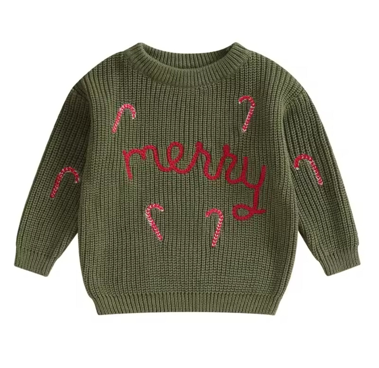 Children’s Embroidered Knitted Christmas Jumper ‘MERRY’