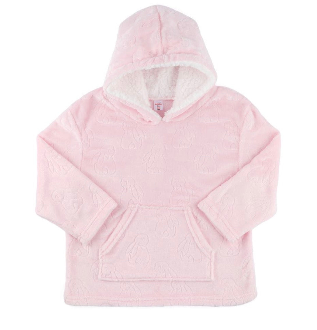 Girls Baby Pink Embossed Bunny Hoodie 6-24 Months One Size