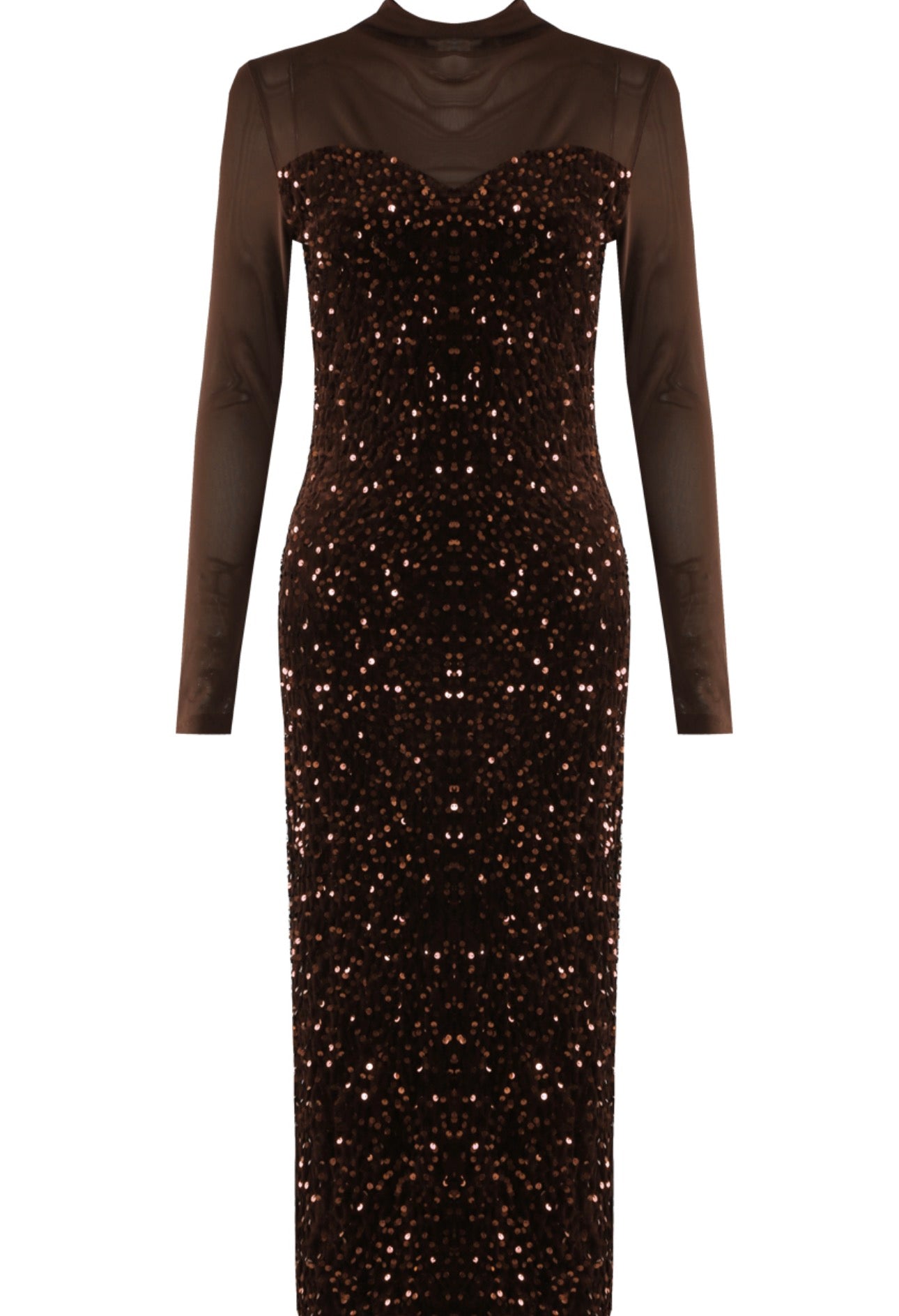 Peyton Mesh Sequin Long Sleeve Maxi Dress