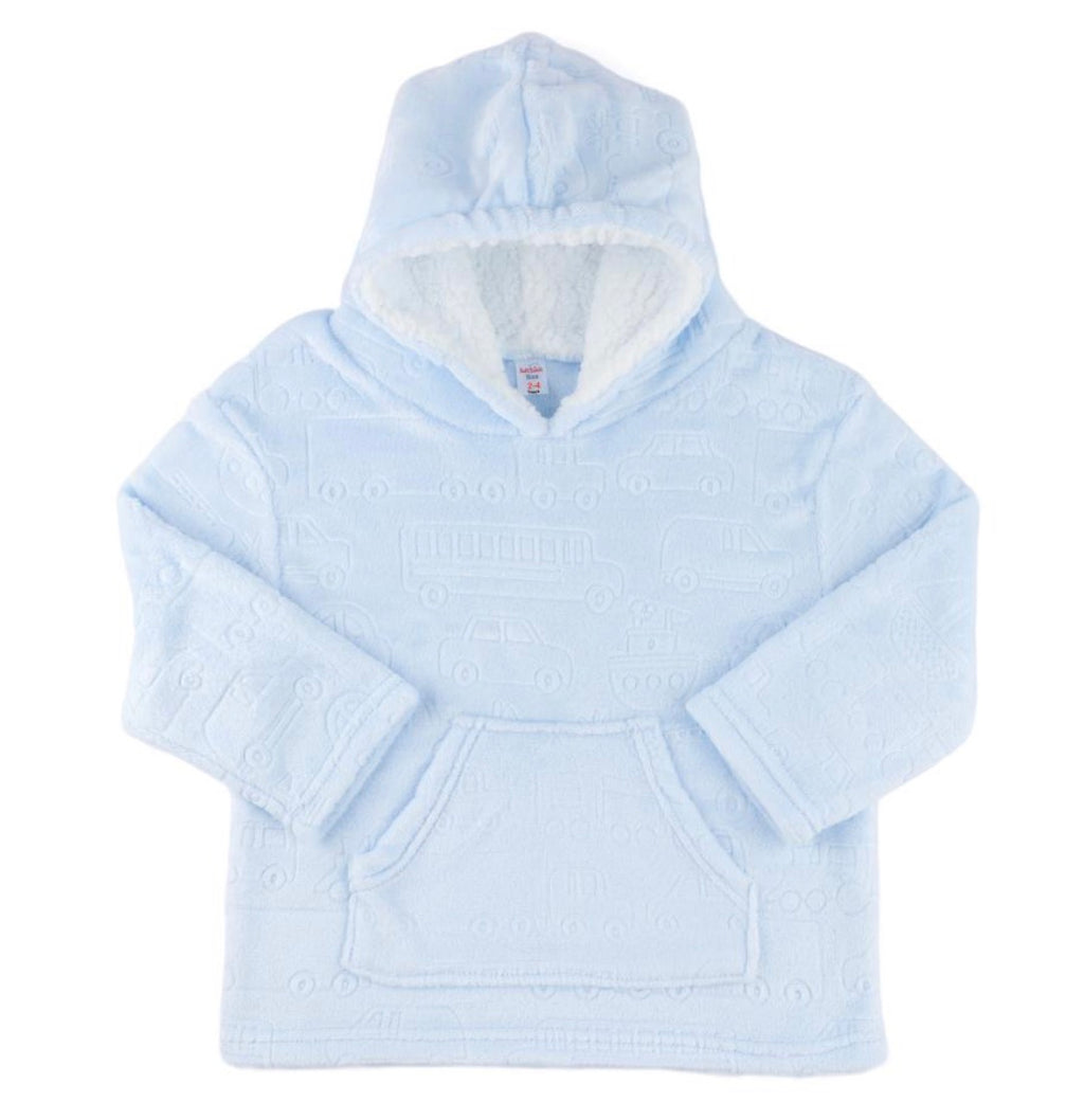 Children’s Sky Blue Embossed Vehicle Hoodie 6-24 Months One Size