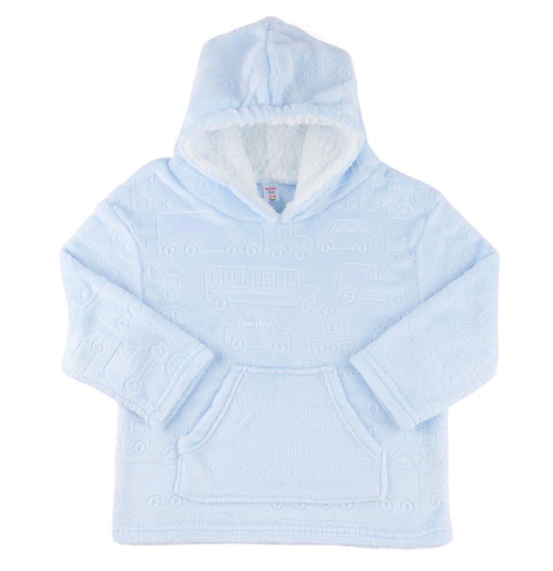 Children’s Sky Blue Embossed Vehicle Hoodie 6-24 Months One Size