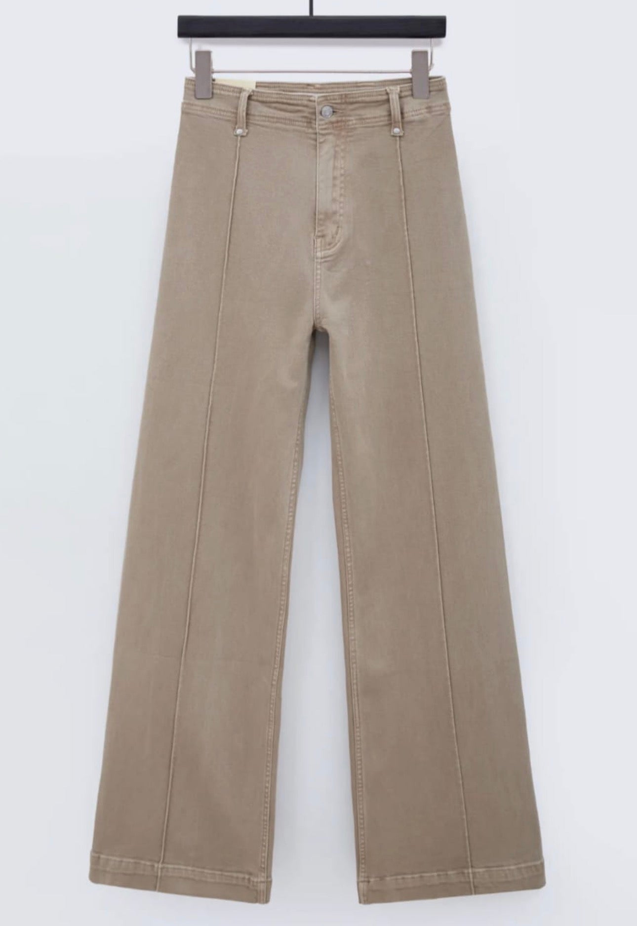 Nala Visible Seam Wide Leg Jeans - Taupe