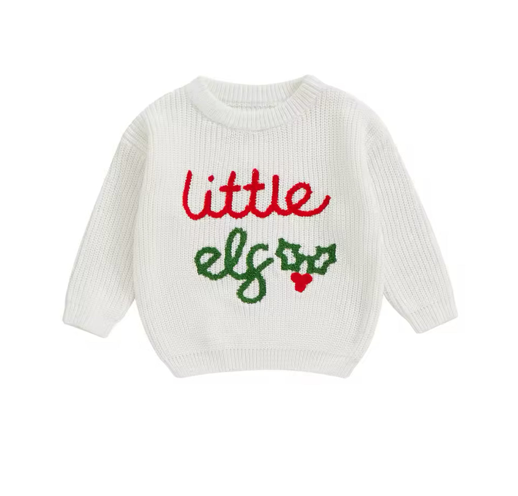Children’s ‘LITTLE ELF’ Embroidered Christmas Jumper