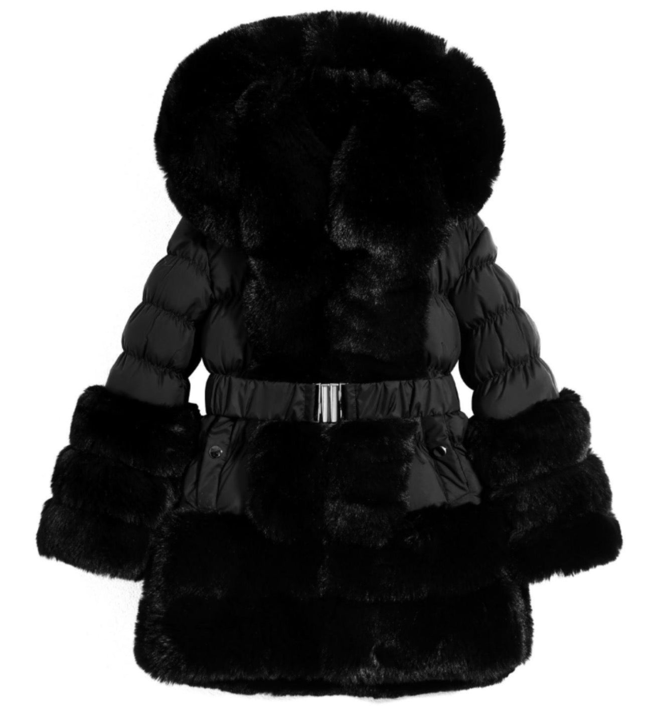 Girls Black Faux Fur Jolene Coat 4-14Y