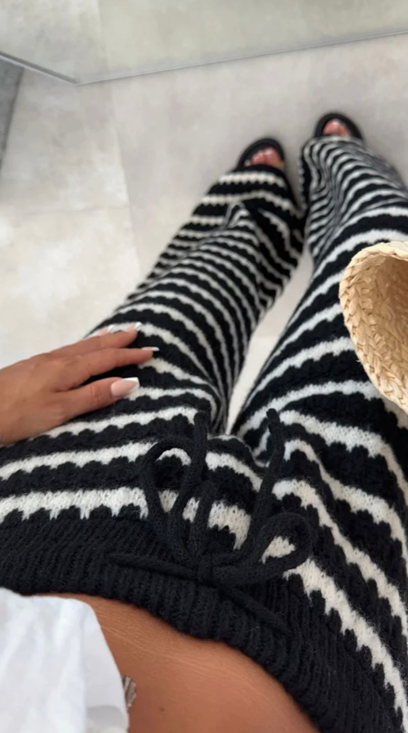 Sierra Striped Knitted Wide Leg Trousers Size 6-14