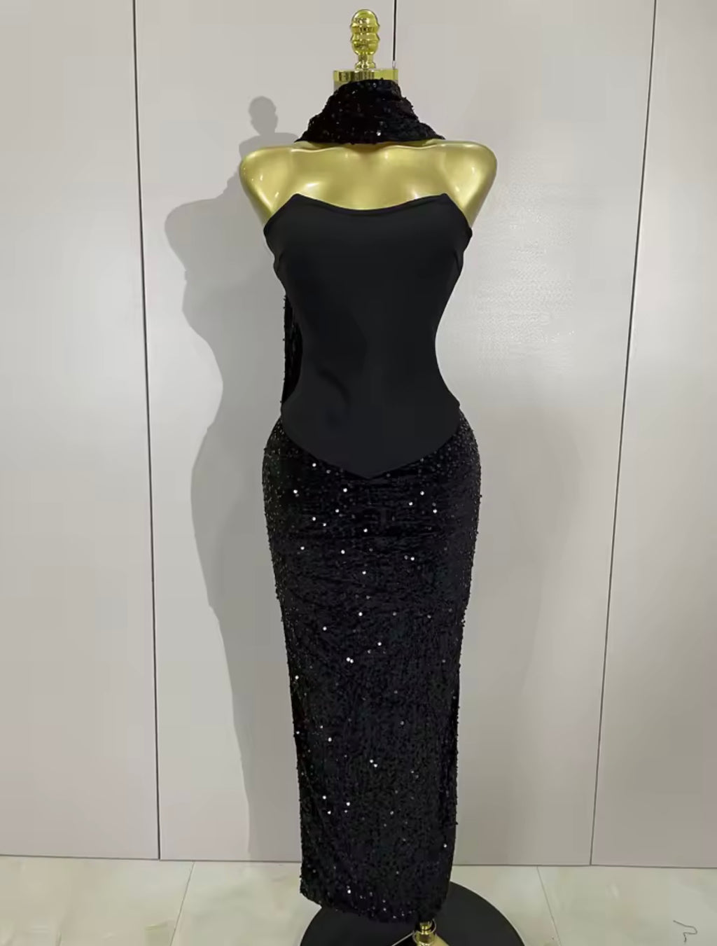 Lucinda Black Top ,Skirt and Drape Set PREORDER