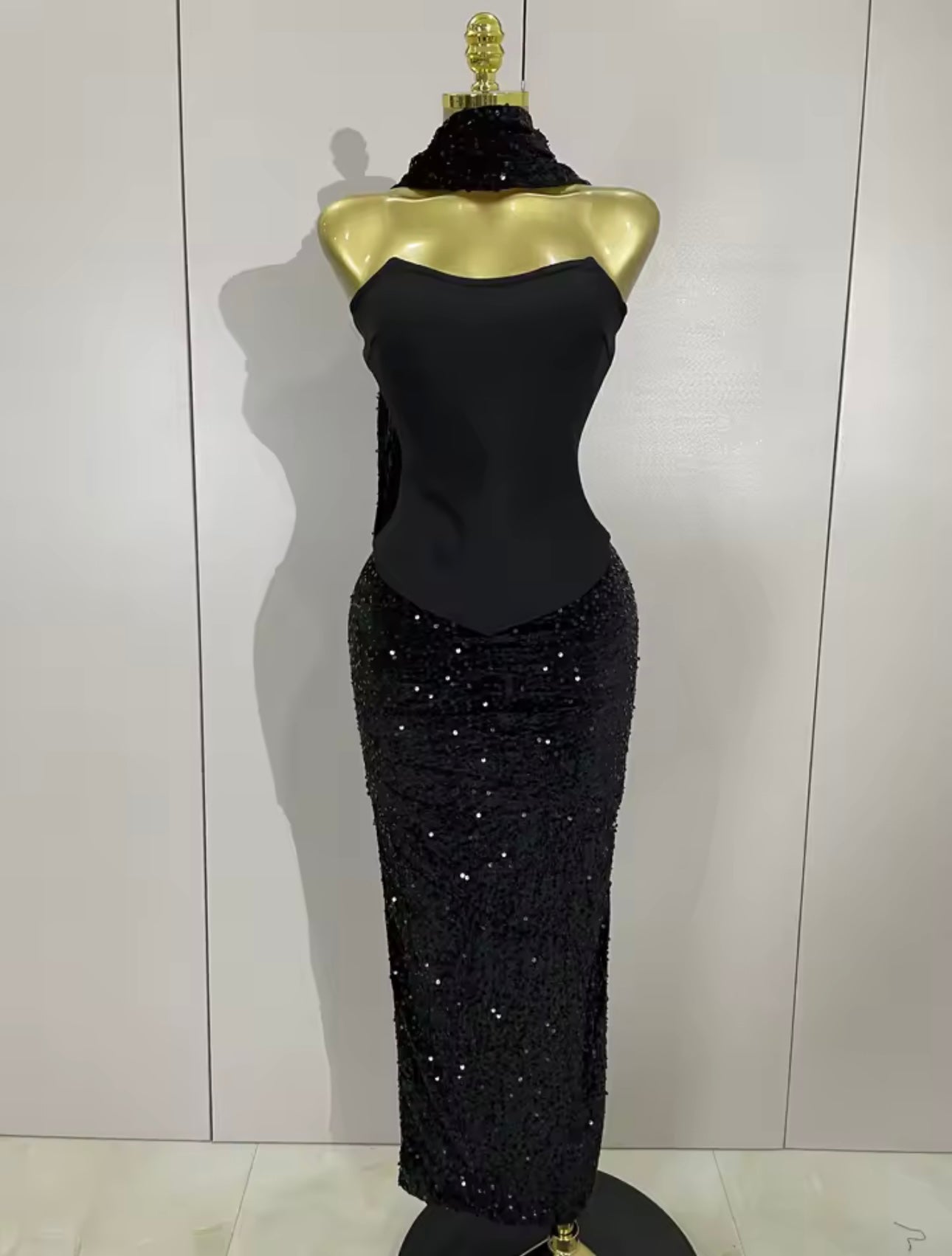 Lucinda Black Top ,Skirt and Drape Set PREORDER