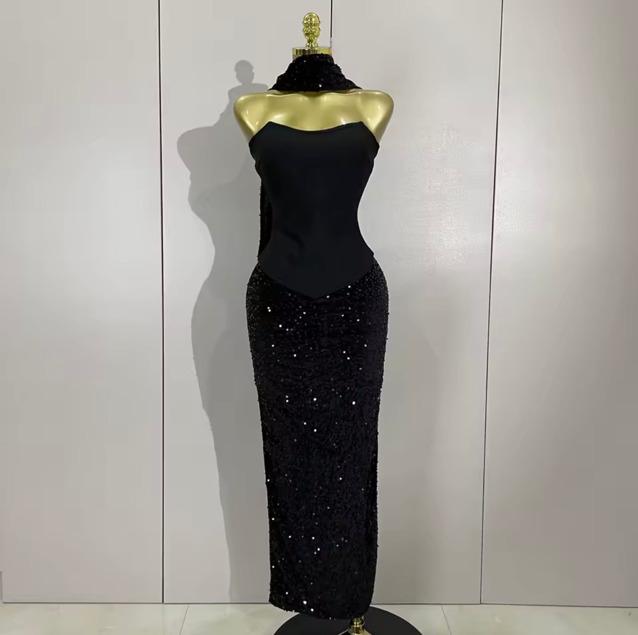 Lucinda Black Top ,Skirt and Drape Set PREORDER