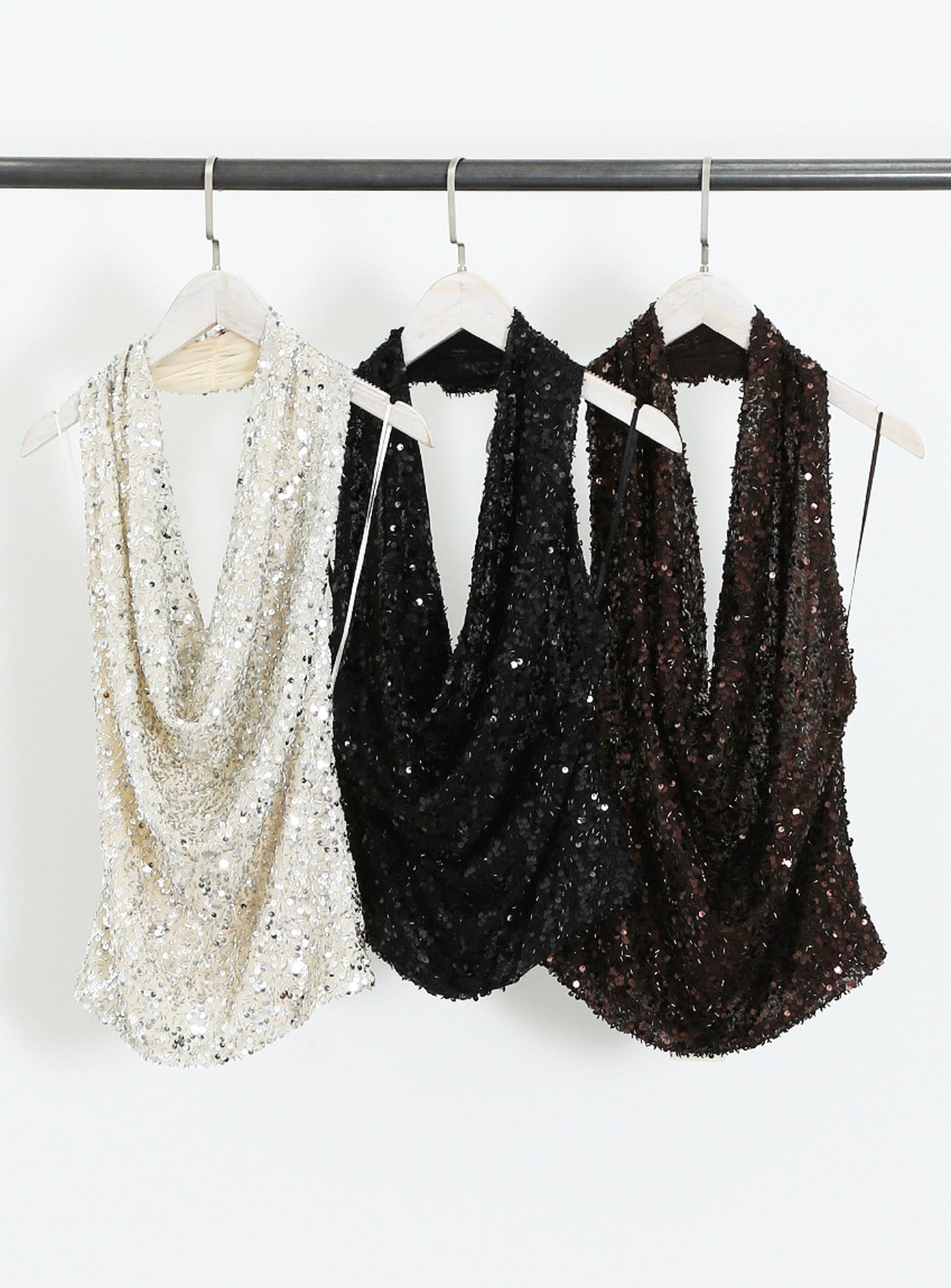 Peyton Sequin Cowl Neck Top