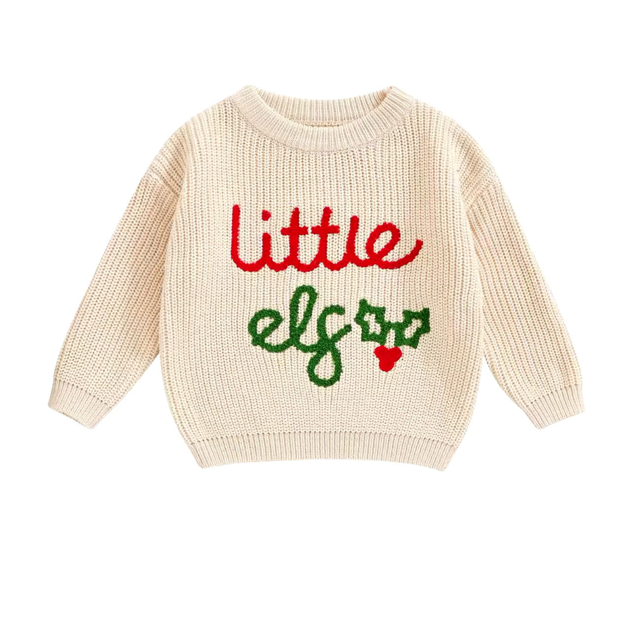 Children’s ‘LITTLE ELF’ Embroidered Christmas Jumper