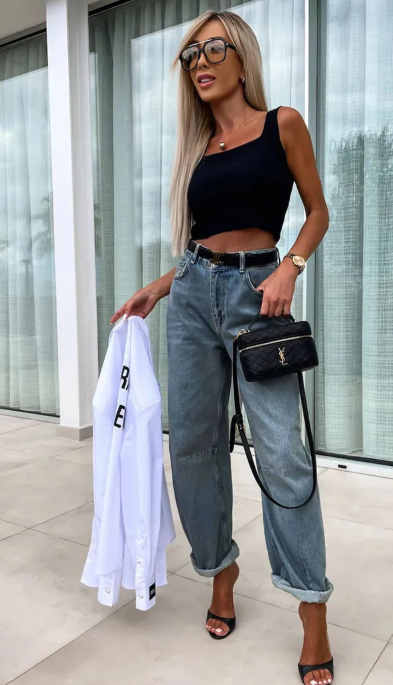 ELISE BALLOON STYLE DENIM JEANS-BLUE