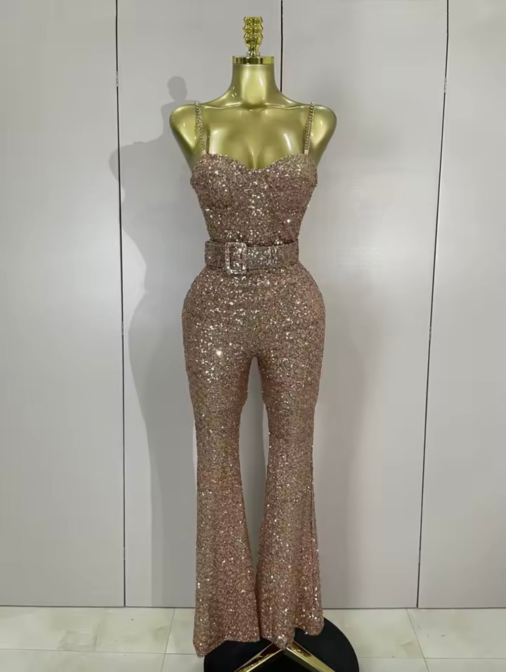 Jolene Champagne Embellished Jumpsuit PREORDER