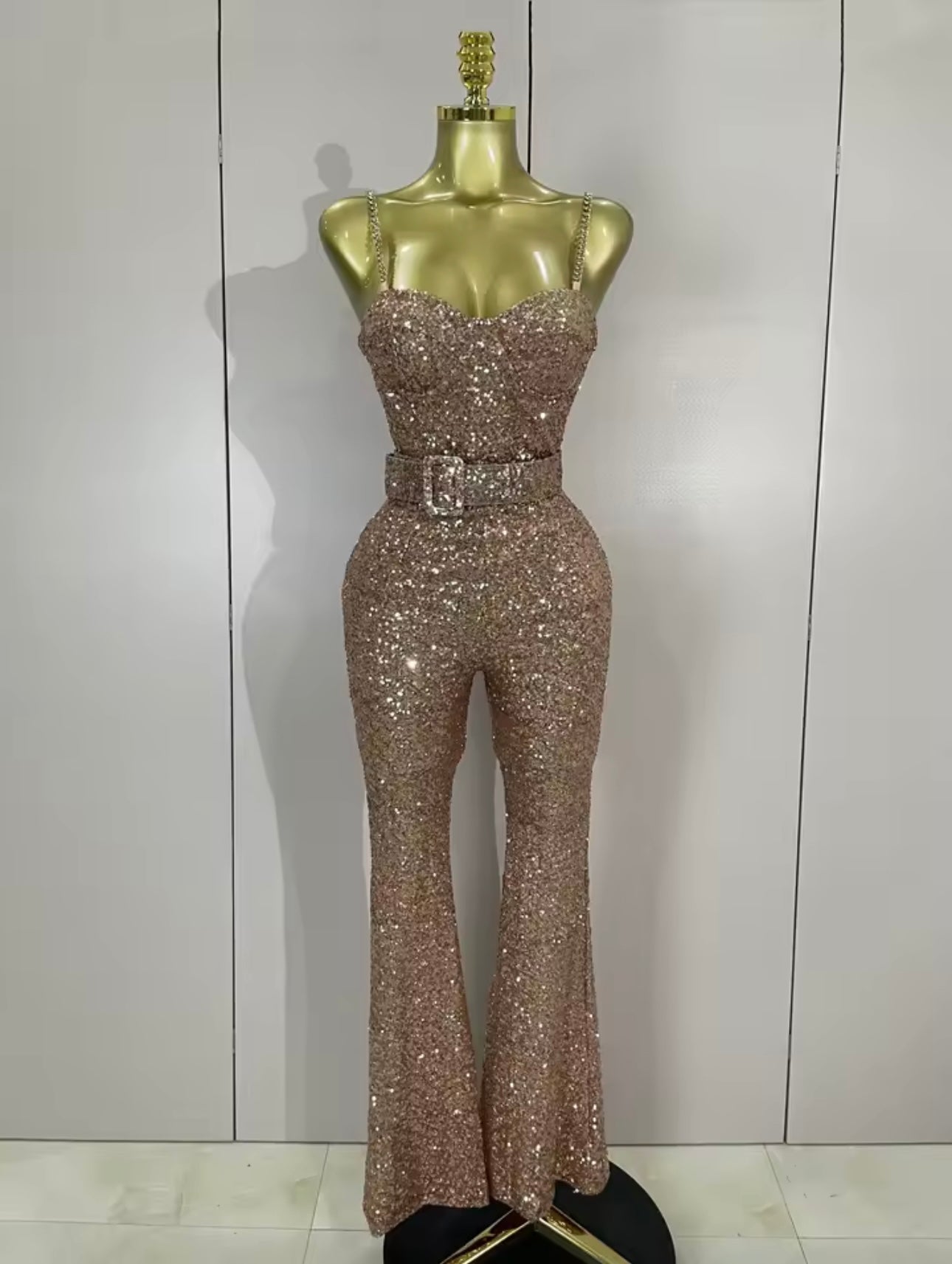 Jolene Champagne Embellished Jumpsuit PREORDER