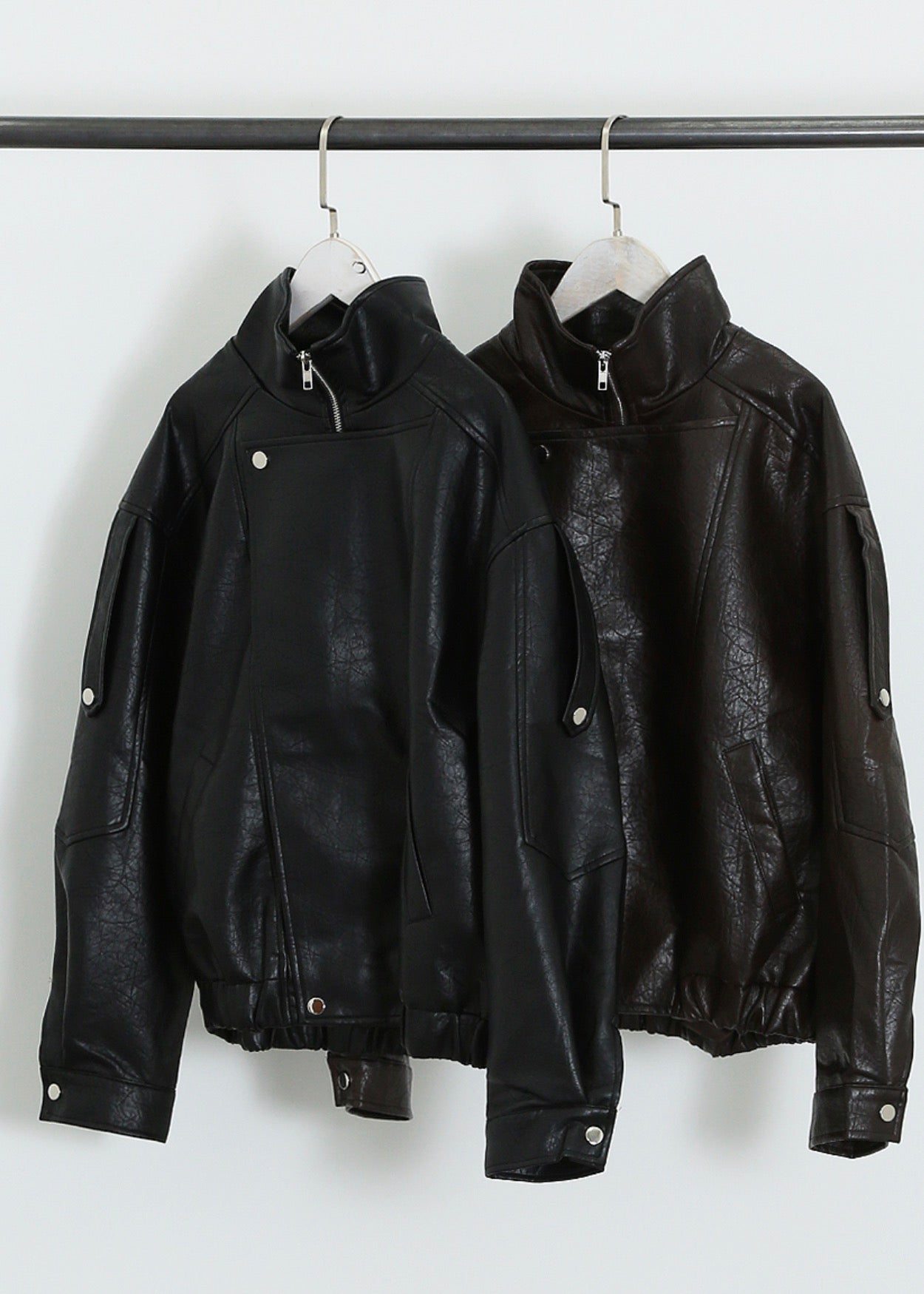 Angel Faux Leather Zip Up Bomber Jacket