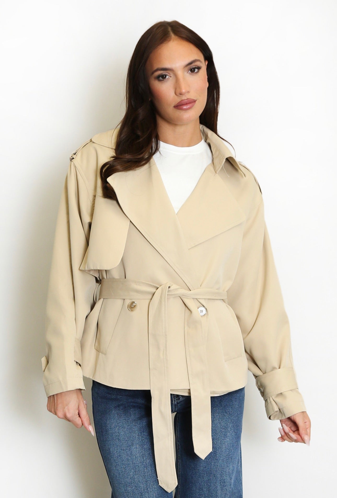 Sophia Belted Short Trench Coat