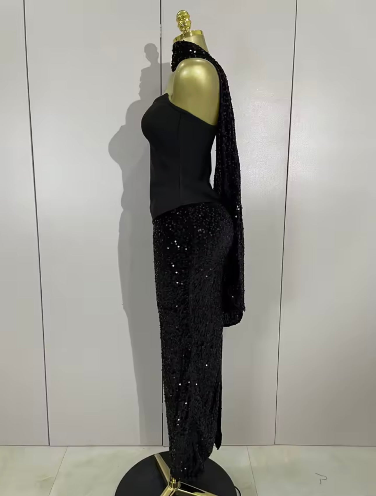 Lucinda Black Top ,Skirt and Drape Set PREORDER