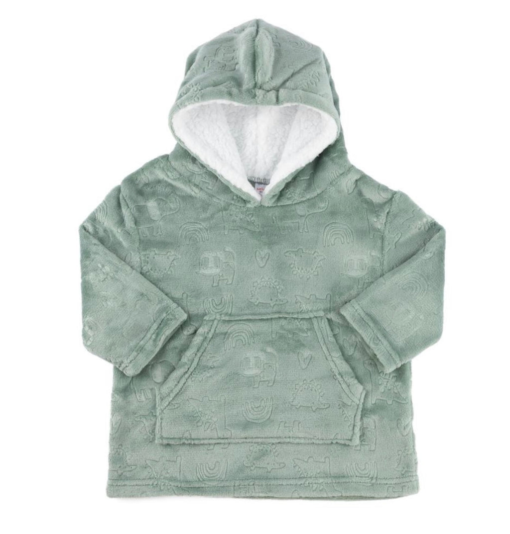 Childrens Sage Green Embossed Elephant and Dinosaur 6-24 Months One Size