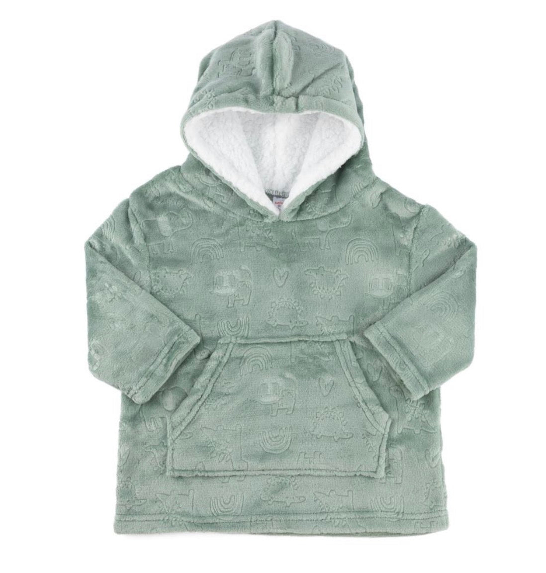 Childrens Sage Green Embossed Elephant and Dinosaur 6-24 Months One Size