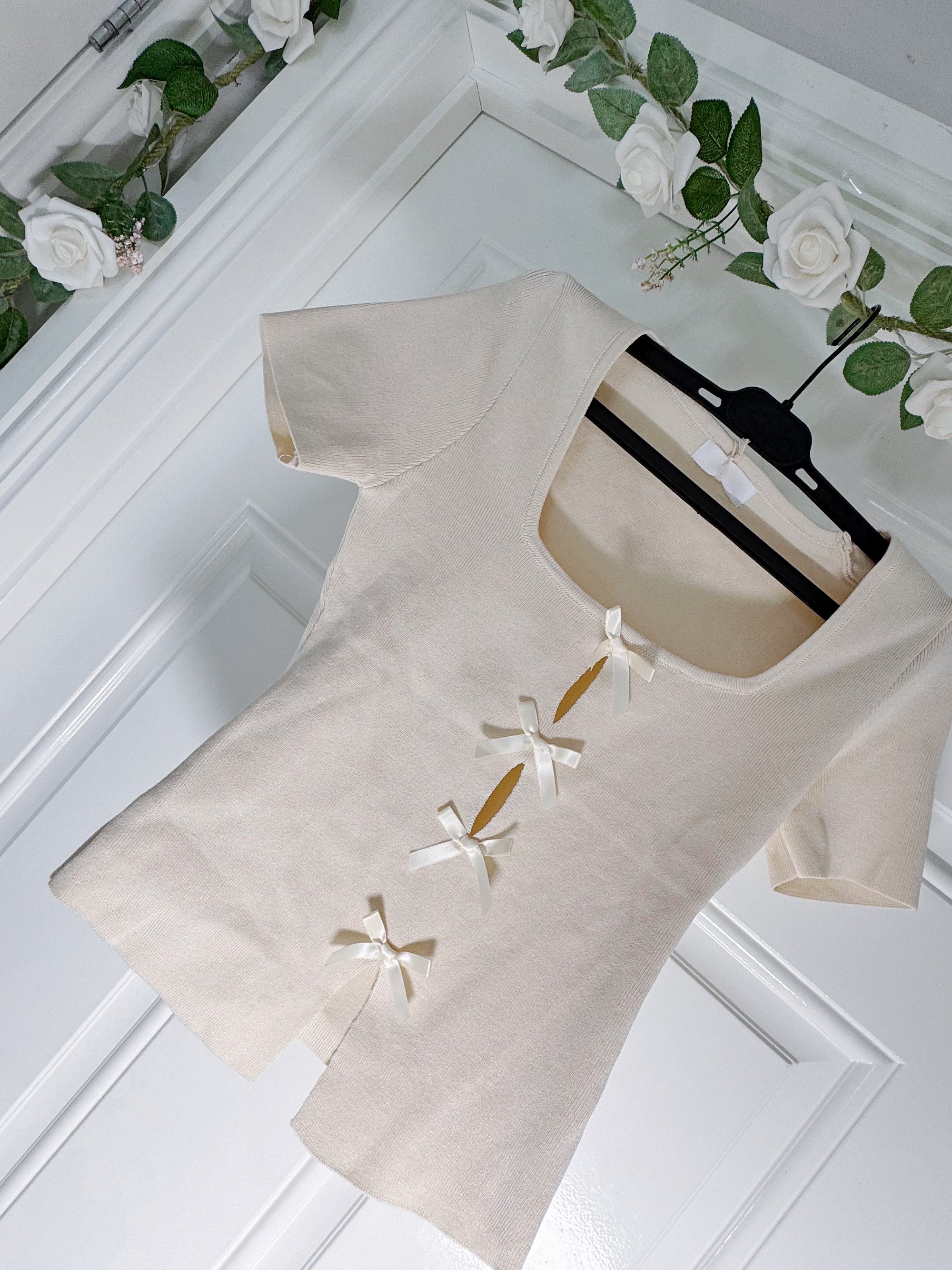 Beatrice Beige Bow Detail Top