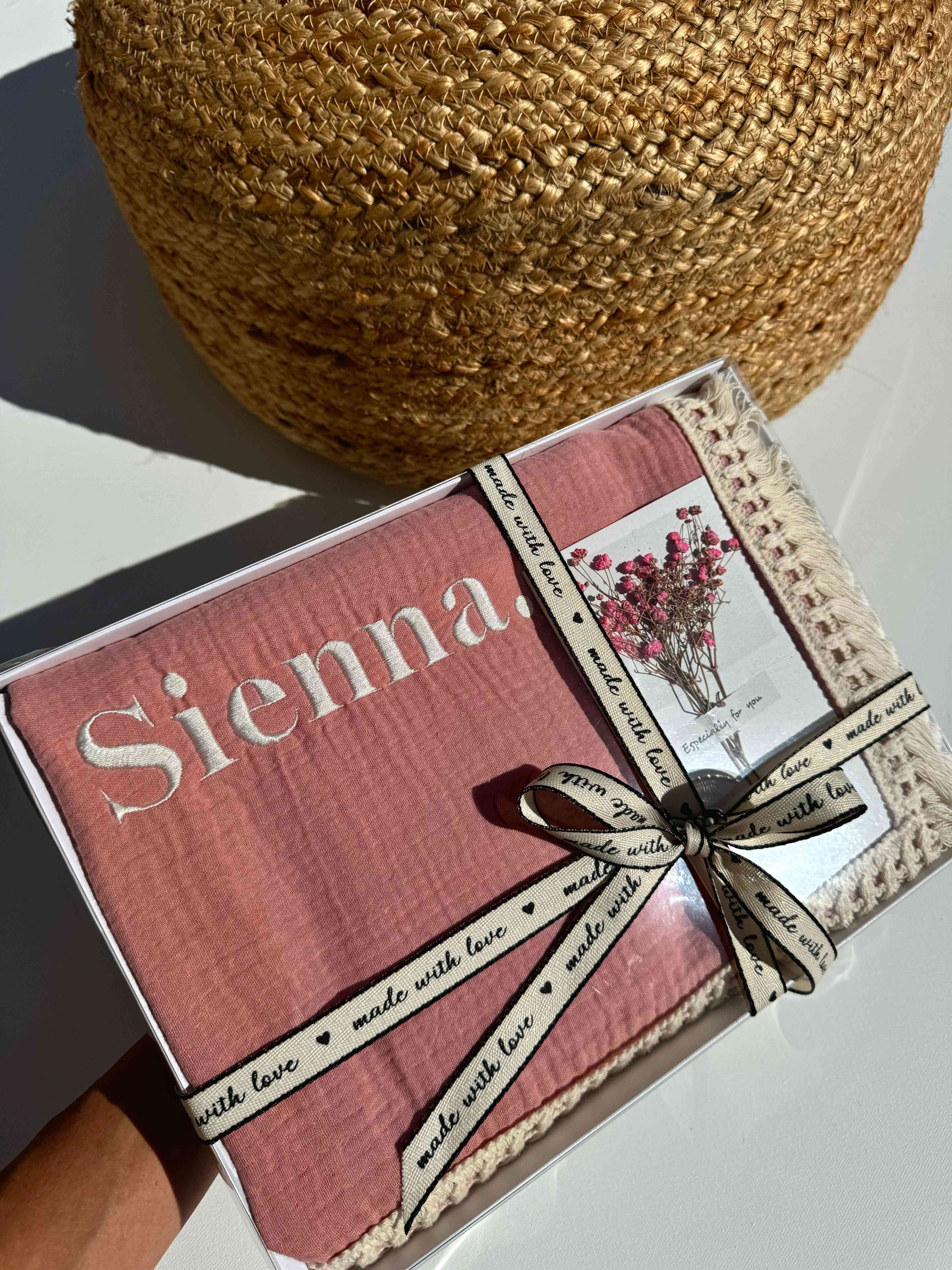 Dusty Pink Personalized Muslin 100% Cotton Blanket